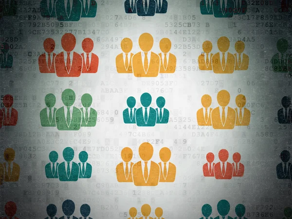 Conceito de lei: ícones de pessoas de negócios em fundo de papel digital — Fotografia de Stock