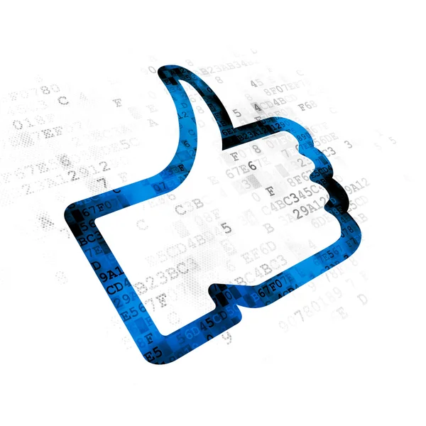 Sociala nätverk koncept: tummen upp på digital bakgrund — Stockfoto