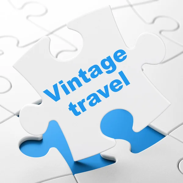 Koncepcja podróży: Vintage podróże na tle puzzle — Zdjęcie stockowe