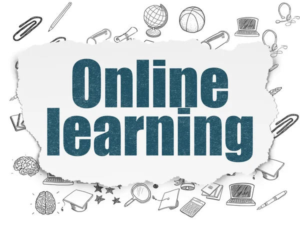 Education concept: Online Learning on Torn Paper background — Stock Photo, Image