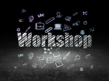 Eğitim kavramı: grunge karanlık odada atölye