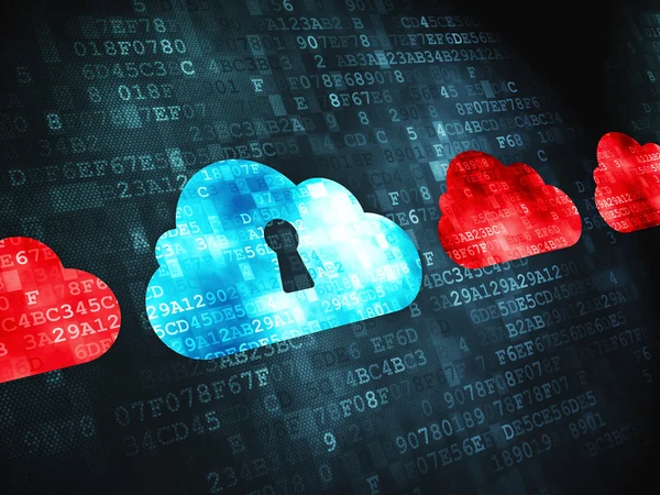 Cloud computing concept: Cloud With Keyhole on digital background — Stock Photo, Image