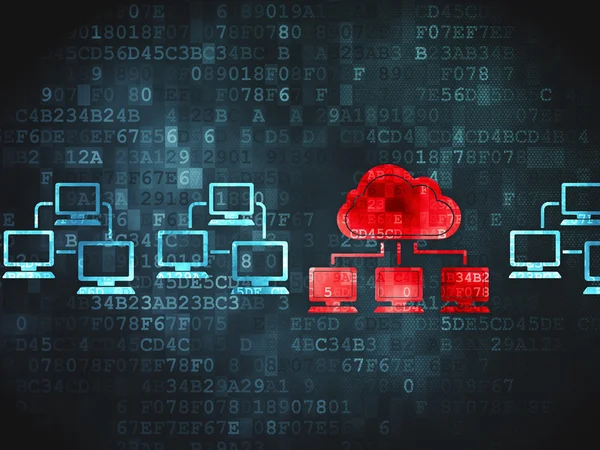 Concepto de computación en la nube: tecnología en la nube sobre fondo digital —  Fotos de Stock