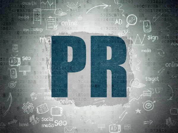 Conceito de marketing: PR sobre fundo de papel digital — Fotografia de Stock