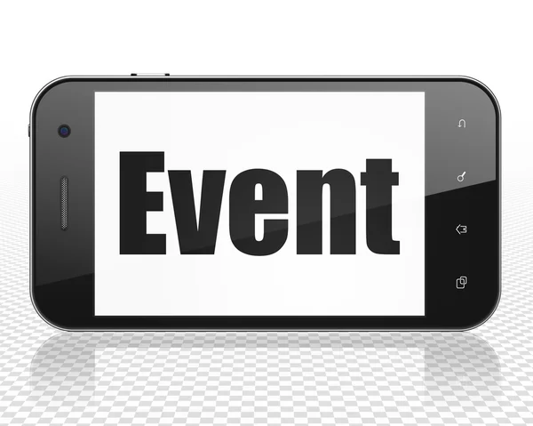 Urlaubskonzept: Smartphone mit Event auf dem Display — Stockfoto