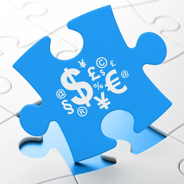 Concept marketing : Symbole Finance sur fond de puzzle — Photo