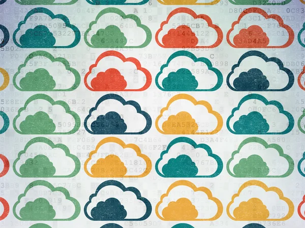 Cloud-Netzwerkkonzept: Cloud-Icons auf digitalem Papierhintergrund — Stockfoto