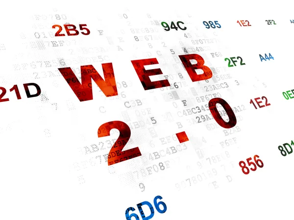 Conceito de desenvolvimento web: Web 2.0 em fundo digital — Fotografia de Stock