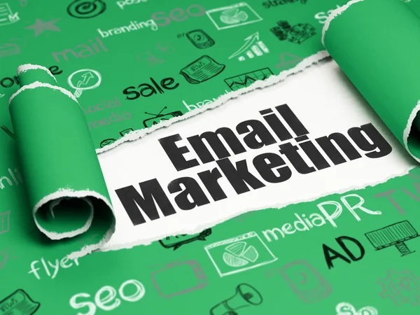 Concetto di marketing: testo nero Email Marketing sotto il pezzo di carta strappata — Foto Stock