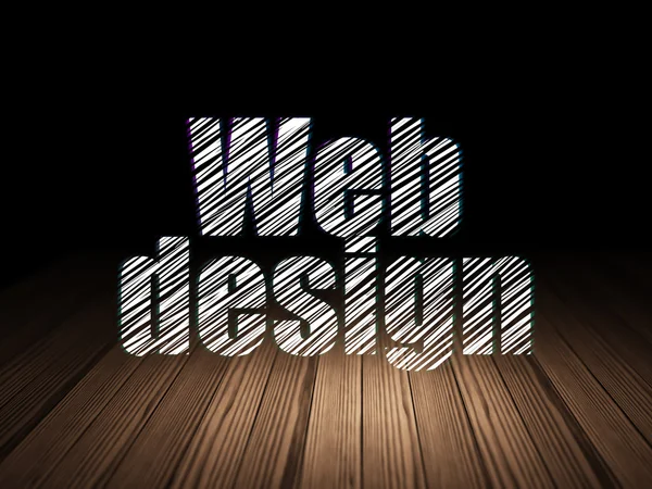 Web ontwikkelingsconcept: webdesign in grunge donkere kamer — Stockfoto