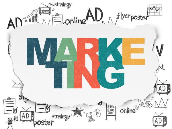 Conceito de publicidade: Marketing sobre papel rasgado — Fotografia de Stock