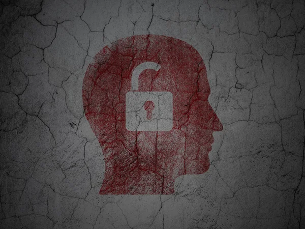 Finance concept: Head With Padlock on grunge wall background — Stock Photo, Image