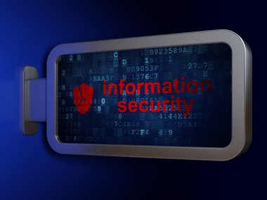 Privacy concept: Information Security and Broken Shield on billboard background