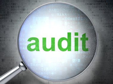 Business concept: Audit with optical glass