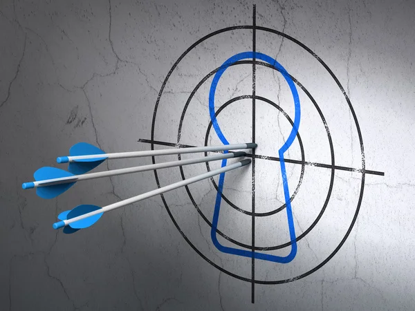 Information concept: arrows in Keyhole target on wall background — Stock Photo, Image