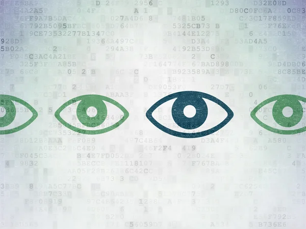 Concepto de privacidad: icono del ojo en el fondo de papel digital — Foto de Stock