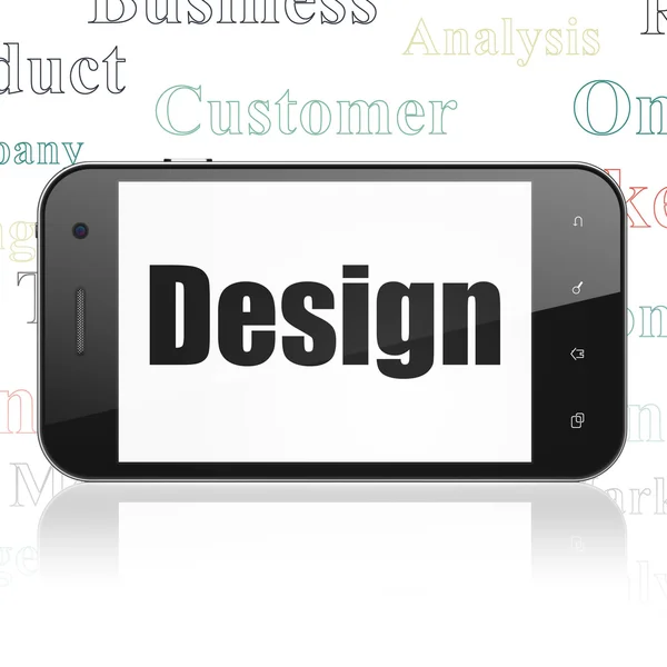 Concepto de marketing: Smartphone con diseño en pantalla —  Fotos de Stock