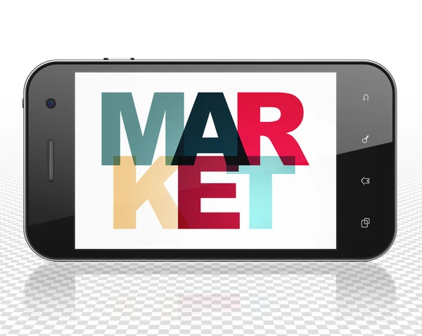 Advertising concept: Smartphone with Market on  display — ストック写真