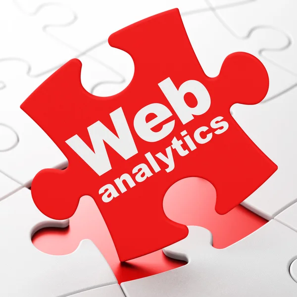 Έννοια της ανάπτυξης Web: Web Analytics σε φόντο παζλ — Φωτογραφία Αρχείου