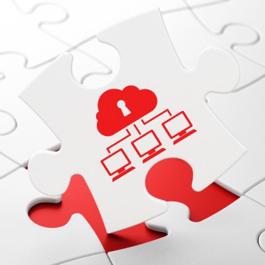 bulut bilgi işlem kavramı: Bulmaca arka plan bulut ağda