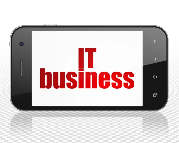 Финансовая концепция: Смартфон с ИТ бизнесом на дисплее — стоковое фото