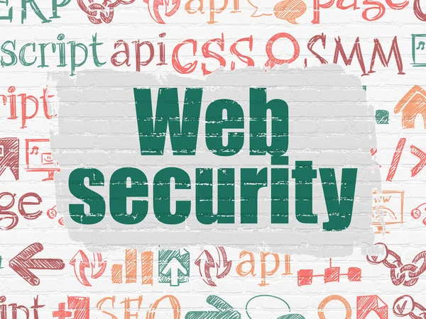 Концепция веб-дизайна: веб-безопасность на фоне стен — стоковое фото