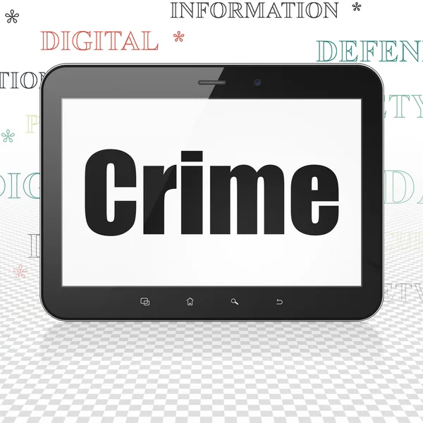 Concept de protection : Tablette informatique avec criminalité à l'écran — Photo