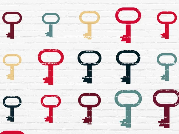 Protection concept: Key icons on wall background — Stock Photo, Image