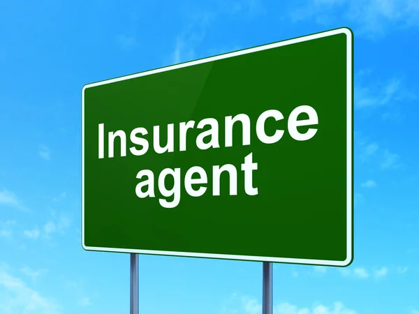 Insurance concept: Insurance Agent on road sign background — Stok fotoğraf
