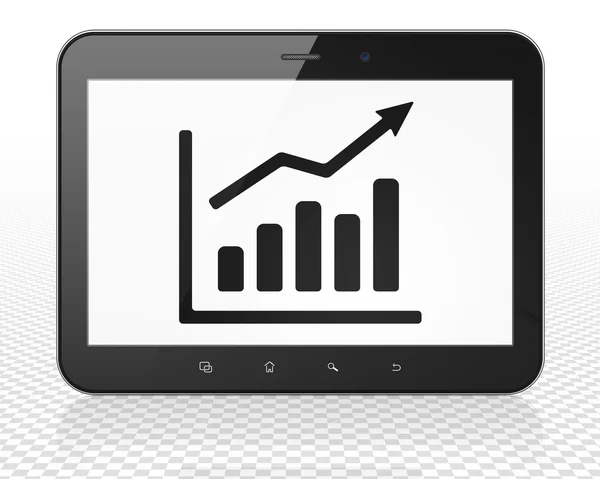 News concept: Tablet Pc Computer with Growth Graph on display — Stok fotoğraf