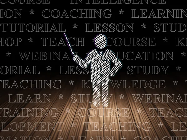 Концепция обучения: Учитель в гранж темной комнате — стоковое фото