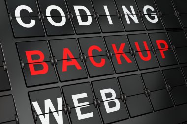 Software concept: Backup on airport board background