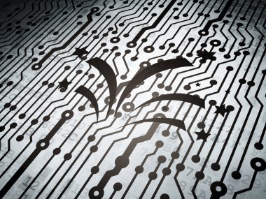 Holiday concept: circuit board with Fireworks