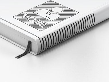 Politics concept: closed book, Ballot on white background