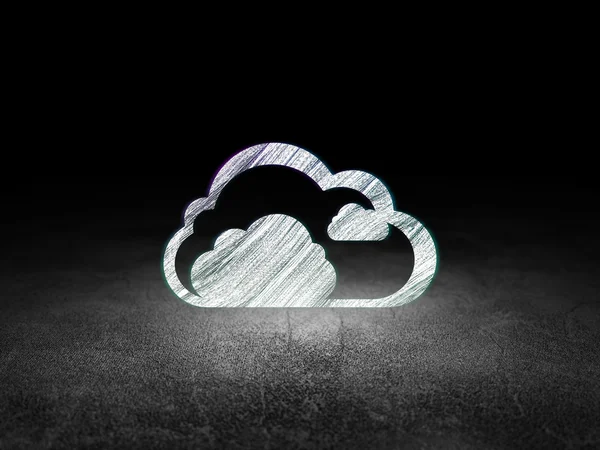 Concept de Cloud Computing : Cloud en chambre noire grunge — Photo