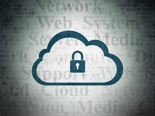 Cloud networking concept: Cloud With Padlock on Digital Paper background — Stockfoto