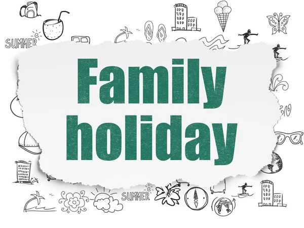 Conceito de turismo: Family Holiday on Torn Paper background — Fotografia de Stock