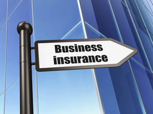 Conceito de seguro: assinar Seguro de negócios no fundo do edifício — Fotografia de Stock