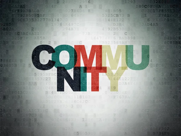 Concepto de red social: Comunidad sobre el fondo del Libro Digital —  Fotos de Stock
