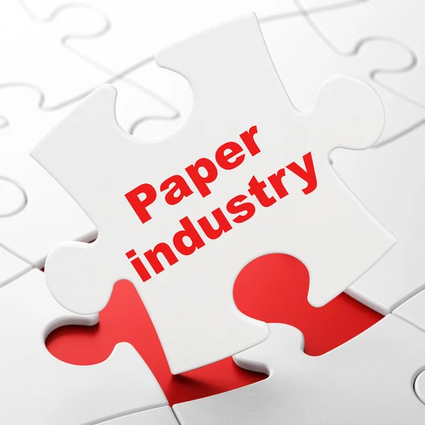 Concepto de fabricación: Industria del papel en el fondo del rompecabezas —  Fotos de Stock