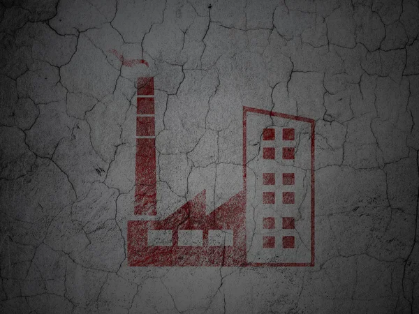 Industry concept: Industry Building on grunge wall background — Stok fotoğraf