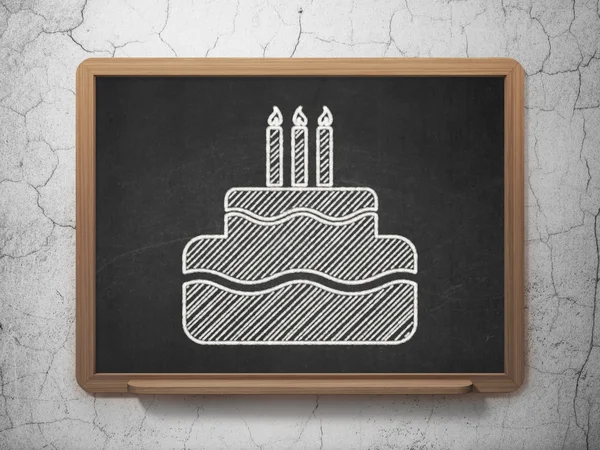 Entertainment, concept: Cake on chalkboard background — 图库照片