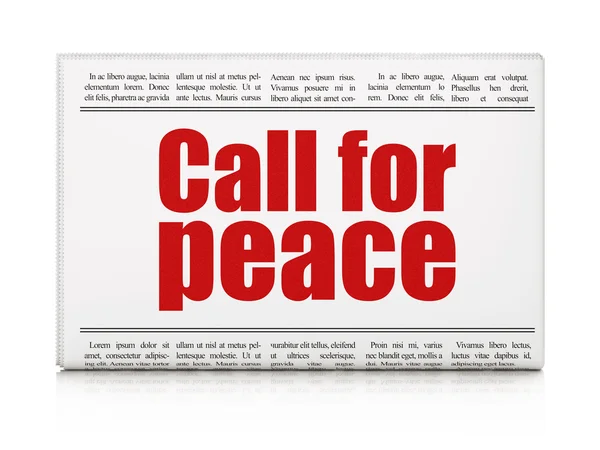 Politiska begrepp: tidningsrubrik kallar för fred — Stockfoto