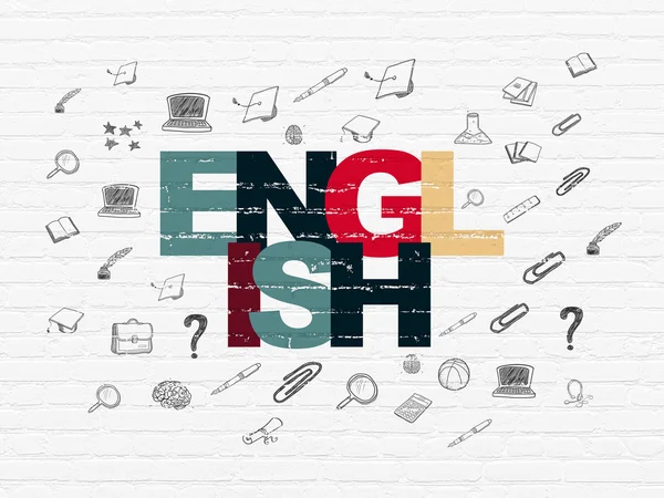 Conceito de educação: Inglês no fundo da parede — Fotografia de Stock