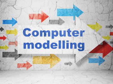 Bilim kavramı: grunge duvar arka plan bilgisayar modelleme ile oku