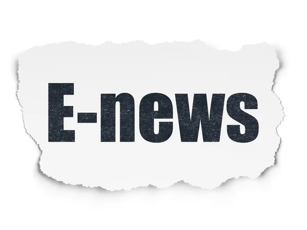 Nachrichtenkonzept: E-News auf zerrissenem Papier — Stockfoto