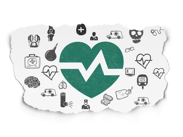 Gesundheitskonzept: Herz auf zerrissenem Papier — Stockfoto