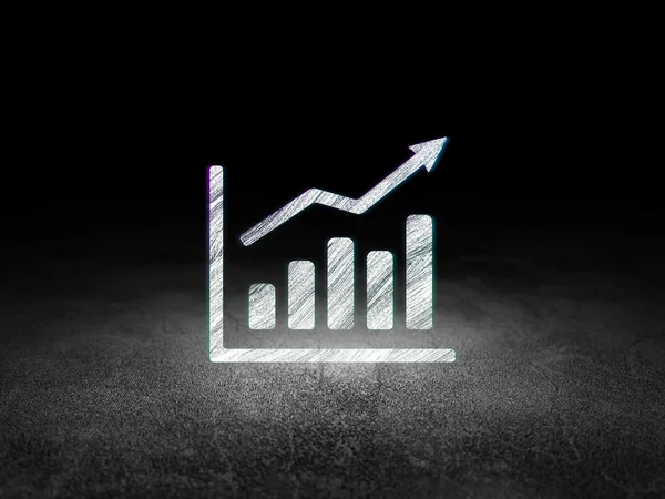 Marketing concept: Growth Graph in grunge dark room — Stock Photo, Image