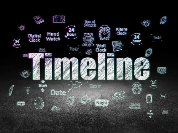 Concetto di tempo: Timeline in camera oscura grunge — Foto Stock