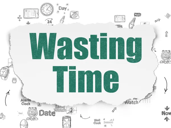 Time concept: Wasting Time on Torn Paper background — Stok fotoğraf